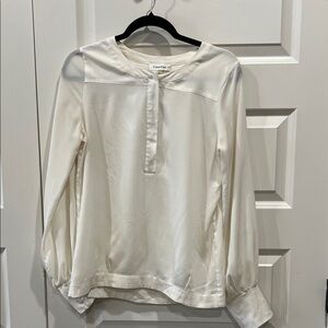 Calvin Klein Women's Ivory Blouse with Zipper Accents Sz S